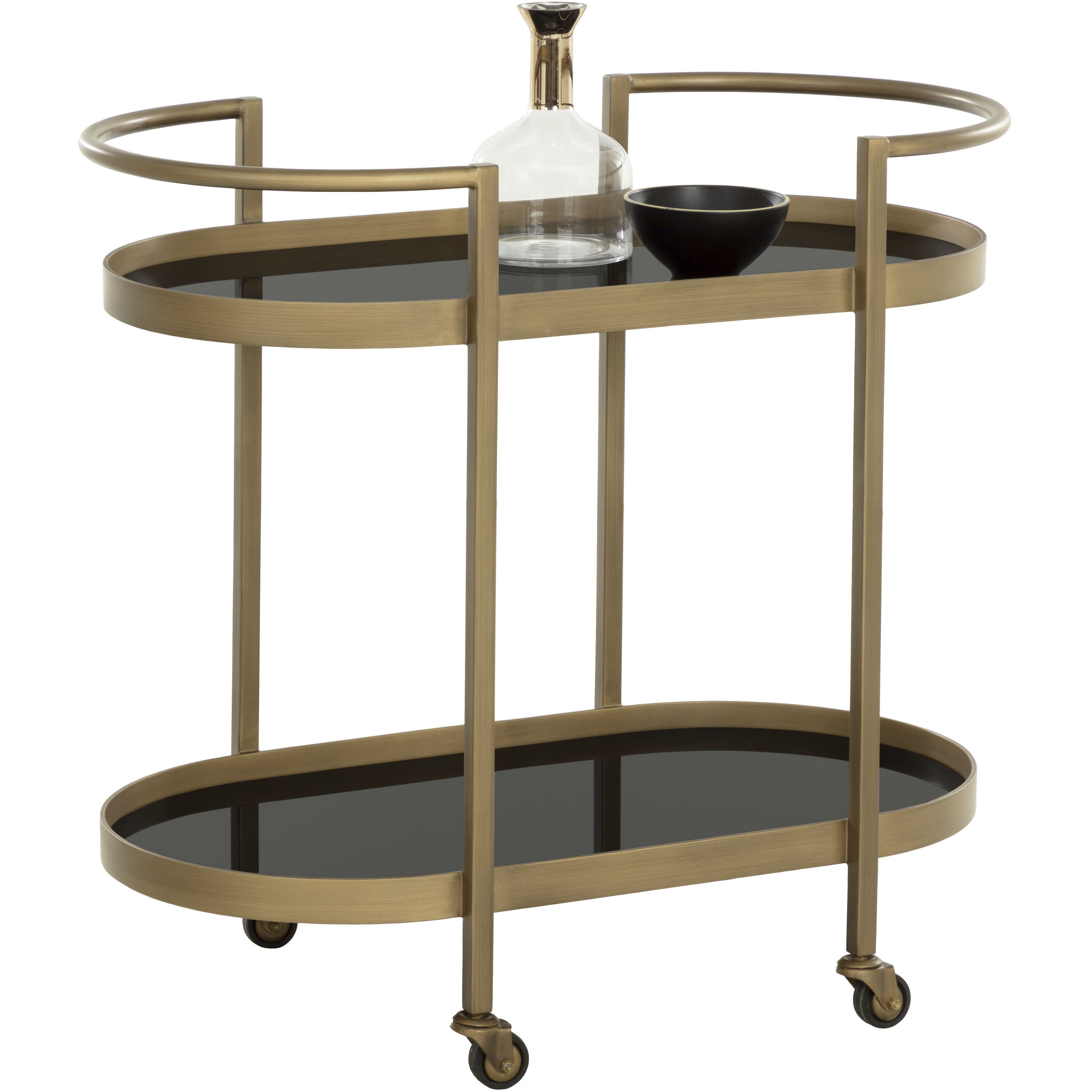 Bartlett Black / Antique Brass Bar Cart
